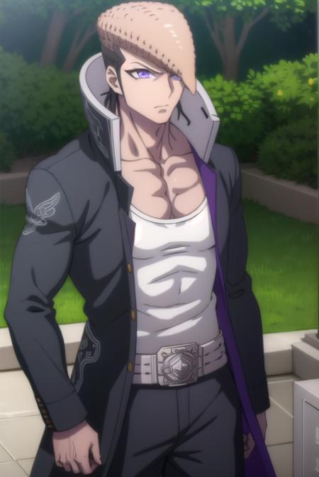 mondooowada, <lora:mondo oowada s1-lora-nochekaiser:1>,
mondo oowada, short hair, bangs, brown hair, (purple eyes:1.1), male focus, pompadour,
BREAK shirt, collarbone, jacket, white shirt, open clothes, open jacket, black jacket, pectorals,
BREAK outdoors, classroom,
BREAK looking at viewer, (cowboy shot:1.5),
BREAK <lyco:GoodHands-beta2:1>, (masterpiece:1.2), best quality, high resolution, unity 8k wallpaper, (illustration:0.8), (beautiful detailed eyes:1.6), extremely detailed face, perfect lighting, extremely detailed CG, (perfect hands, perfect anatomy),