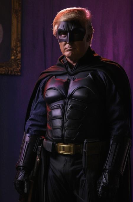 ((Introduce quality iteratively))((color photographic visual idealized Donald Trump as the live-action Patriotic minuteman Dark Knight Batman saving Gotham inside epic colorized Twilight Zone episode scene backdrop))(evocative depth of field)(absolute sharpness)(true black point)(art of genius)(relativistic gradients)((vibrant colorful saturated hues))((dark corners vignette))Rod Serling
<lora:LCM-LoRA-XL_V1:0.21>
<lora:SDXLHighDetail_v5:0.3>