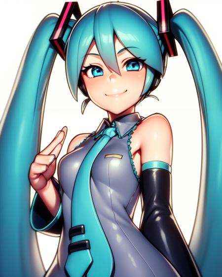 <lora:BBC-Chan:0.8>, 1girl, hatsune_miku, aqua hair, aqua eyes, smile