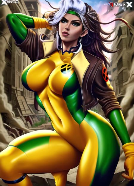 rogue (x-men), masterpiece, best quality, cowboy shot, 1girl, solo,