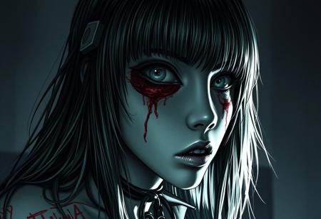 h r giger style icky eyepatch girl eroguro