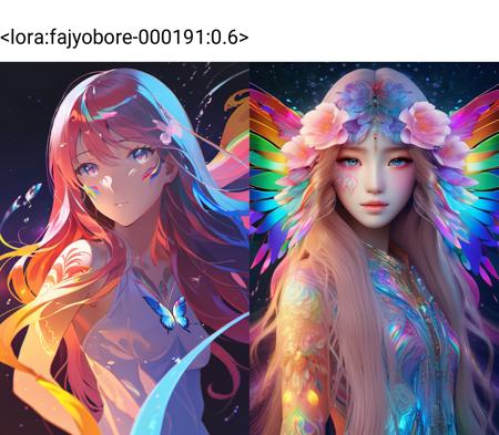 <lora:fajyobore-000191:0.6>((best quality)), (((masterpiece))), (highres), original, extremely detailed 8K wallpaper, (an extremely delicate and beautiful girl with long hair in rainbow colors:1.1),transformation,(scalie),(spirit),(beautiful detailed eyes:1.2),world masterpiece theater, depth of field,(kemono),(++++tattoo++++),(partial skin exposure:1.2),(oily skin:1.3),(Glitch Digital Glowing Wings), (reflective skin:1.1),(healthy skin:1.1),full body,