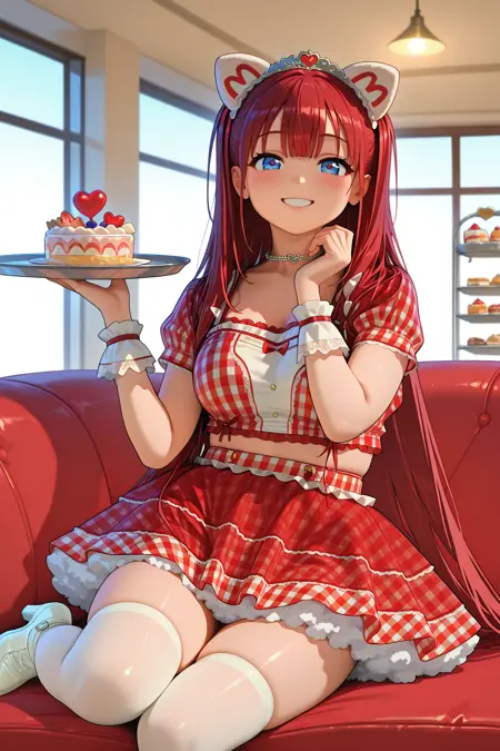 Red Gingham Idol Outfit illustrious