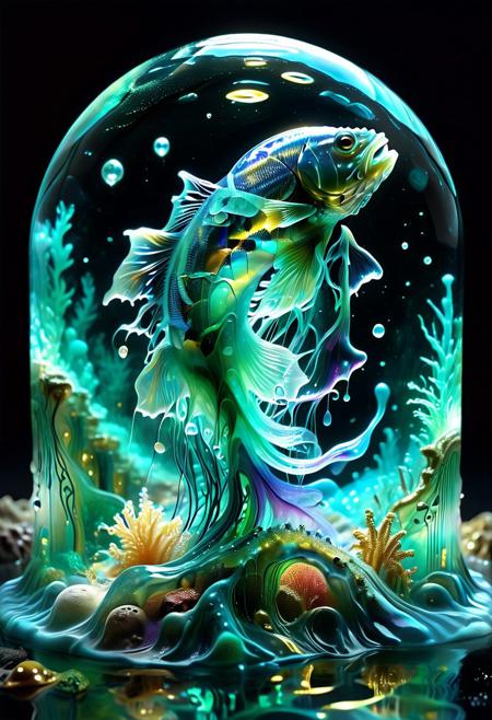 An ethereal, bioluminescent pony drifts weightlessly through the abyss of an alien ocean, its entire body a swirling vortex of luminous jelly. Its mane flows like liquid stardust, Liquid Marble, Golden abstract modern , illumination product promotion render octan  close-up masterpeace random objects scene,  with  high contrast 4k, sharp, very detailed, high resolution
 stone object     shade  with  marble  gold dark  sea  creature 
betta fish boulder opal coral sharp,  wavy modern sparckles swirl gold  fluid art stone object shade with marble  pulsating in mesmerizing waves of glowing turquoise, violet, and deep-sea green. The ocean around it is a haunting void filled with ghostly, phosphorescent lifeforms—strange, transparent fish with fluid bodies, gelatinous tendrils stretching like living currents, and massive, glowing jelly structures that sway hypnotically. Tiny bubbles float upward, refracting light into countless colors. The ocean floor below is an eerie alien landscape, dotted with coral-like structures that pulse and shift like living creatures. The entire composition is ultra-detailed, a surreal mix of deep-sea mystery and dreamlike wonder