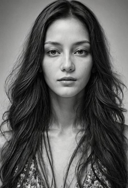 Extremely beautiful woman,very long hair, masterpiece,  1960s style portrait photograph by Richard Avedon, Rolleiflex medium format tlr