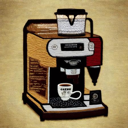 <lora:kEmbroideryRev:.9> Embroidery coffee machine