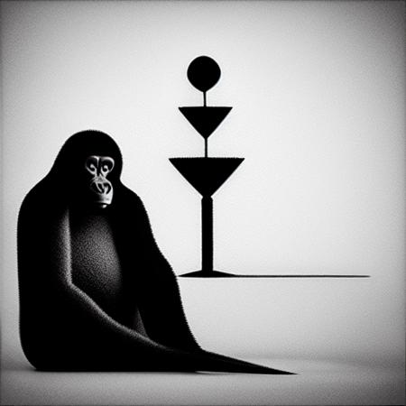 menacing humanoid gorillas as riot police abstract_geometric_splash_v1,