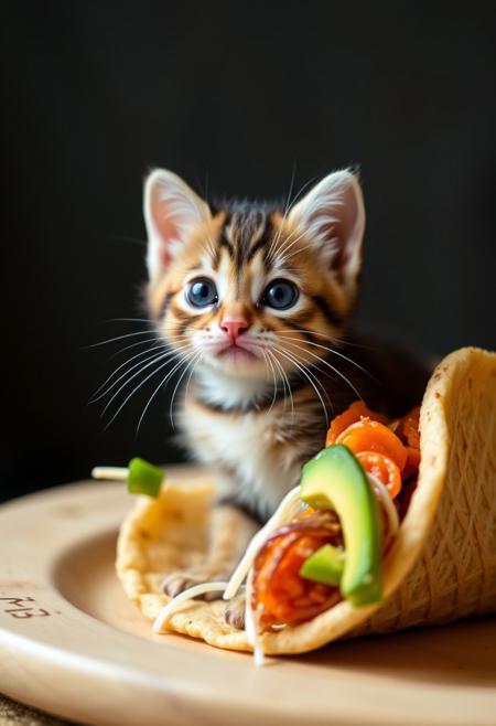 A cute kitten taco