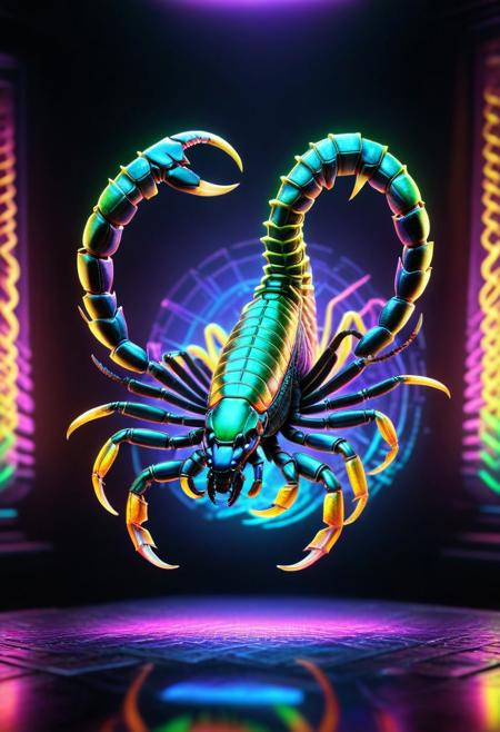 best quality, h4v_h0l0, (scorpion flexing:1.5), 
RGB colors, iridescent, neon, scifi, glowing, black background, depth of field, cinematic, colorful, realistic, masterpiece, intricate details,