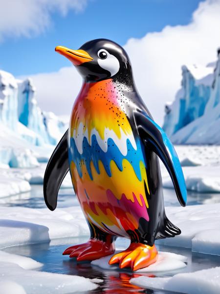 ais-colorfulplastic penguin standing on the frozen tundra <lora:Colorful_Plastic_SDXL:1>