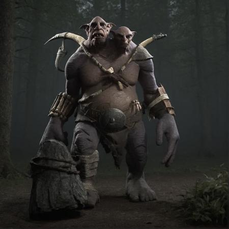 Ettin Two Headed Giant Stone Axe monster creature