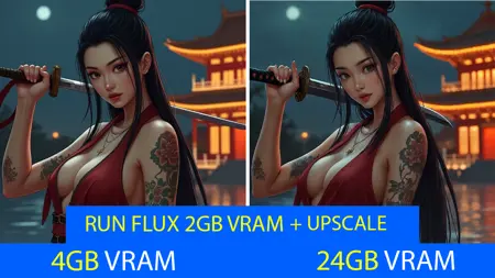 Flux Workflow Less then 4GB VRAM Get Same Result Using 24GB VRAM Model + Upscale For Low VRAM