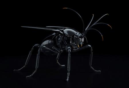 "A hyperdetailed cinematic rendering of a mechanical grimdark evil insect, rendered in Unreal Engine 5. The insect is composed of dark, robust metal, with elongated, tapered body segments reminiscent of a real insect. Its legs and antennae are a lighter color, made of a contrasting material like plastic or rubber, adding realism and visual interest. The insect is oriented towards the right side of the image, poised for movement against a black background, emphasizing its dominance. The design is intricate, with visible joints and segments that mimic the structure of a real insect, showcasing handcrafted precision and lifelike details. Rendered in 4K HDR, with sharp lines, stunning colors, and harmonious tones. The composition is impeccable, with captivating lighting, balanced editing, and a creative angle, trending on ArtStation, CGSociety, Behance, and Pinterest. Inspired by the styles of Raphael, Houdini, and Grammer Effect, with vivid emotions and a powerful message. The mechanical insect’s design evokes a sense of industrial menace and futuristic intrigue, making it a striking focal point in the image."