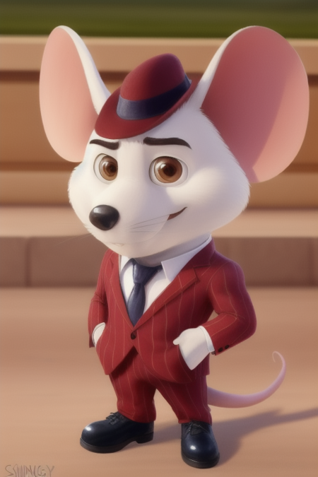 Mike_Sing anthro mouse white fur  brown eyes black nose pink tail