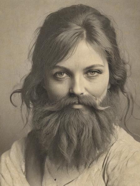 depiction of a woman which is sporting a beard and mustache,  <lora:- SDXL - brdanmu_ beard_mustache_V1.0:1>