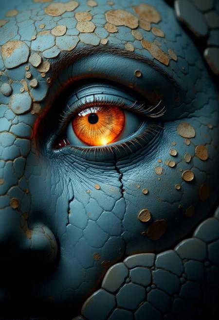 digital art by Adam Martinakis, Goro Fujita and Filip Hodas, Illustration, a close up image of the face of an snake , the reflection on the eyes shows a netherworld, Surrealism, digital manipulation, ethereal landscapes, Concept art, VR painting, imaginative worlds, whimsical characters, digital illustration, Sci-fi digital art, dystopian landscapes, surreal compositions, vibrant colors, dynamic dramatic atmosphere, dynamic cinematic color, flowing, best, unique.