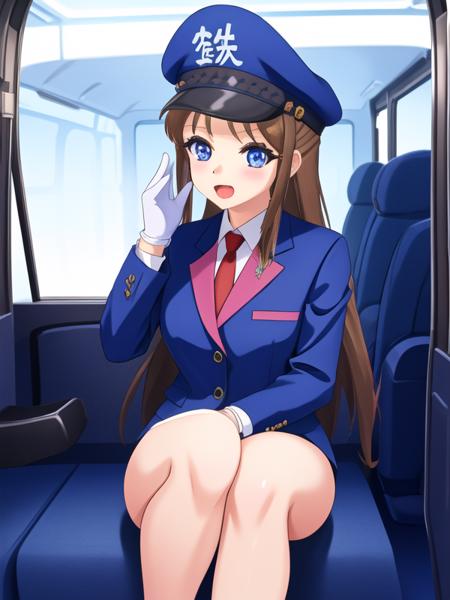 Tetsu-chan, 1girl,train conductor