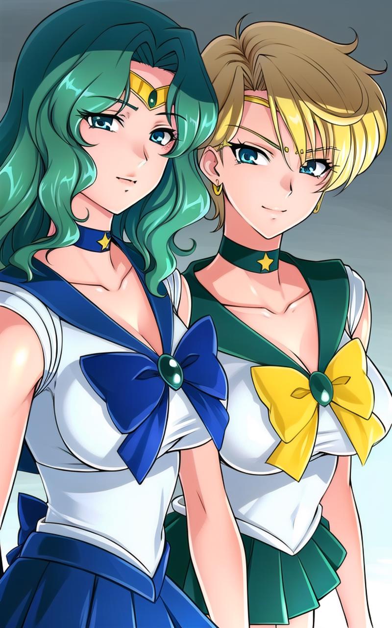 Haruka Tenou and Michiru Kaiou ( Sailor Uranus and Sailor Neptune Fanart ) - Sailor Moon image by knxo