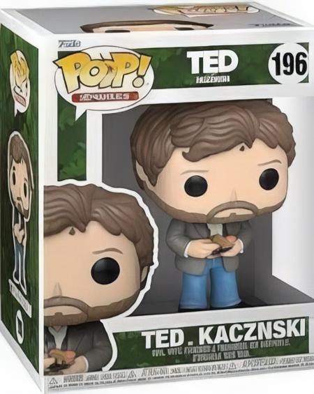 Funko Pop, Ted Kaczynski, in a Funko Pop box, English text, <lora:Funko_Pop_SDXL:1>