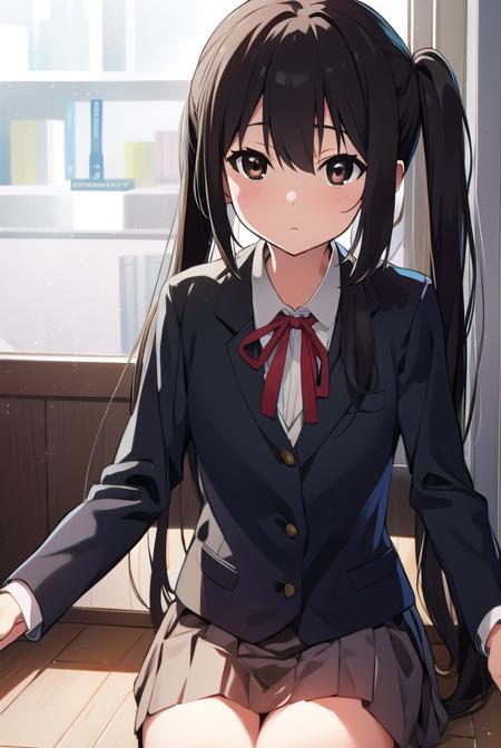 azusanakano, <lyco:azusanakano-LYCORIStest:1>,
azusa nakano, (black hair:1.5), (brown eyes:1.7), long hair, twintails, (flat chest:1.2),
BREAK sakuragaoka high school uniform, school uniform, uniform,
BREAK looking at viewer,
BREAK indoors, classroom,
BREAK <lora:GoodHands-vanilla:1>, (masterpiece:1.2), best quality, high resolution, unity 8k wallpaper, (illustration:0.8), (beautiful detailed eyes:1.6), extremely detailed face, perfect lighting, extremely detailed CG, (perfect hands, perfect anatomy),