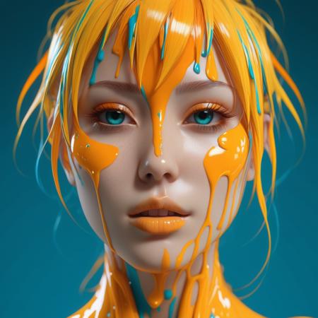 blue and orange paint on the face of a woman, in the style of vray tracing, fluid forms, hyper-realistic details, color splash, dark cyan and yellow, polished metamorphosis, photo-realistic techniques --ar 71:128 --stylize 750 --v 5.2, Realistic anime art style, combines anime aesthetics with lifelike details, detailed character designs, intricate backgrounds, immersive storytelling