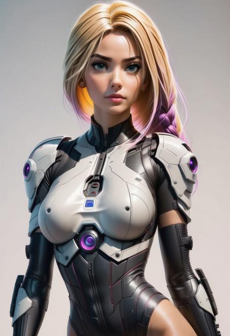 Rapunzel, cinematic photo Tank Girl, (reimagined in a cyberpunk universe), (cyberpunk style), (cyberpunk), (cyberpunk outfit), (punk hair), style of stanley artgerm, artgerm style, white background, simple background
