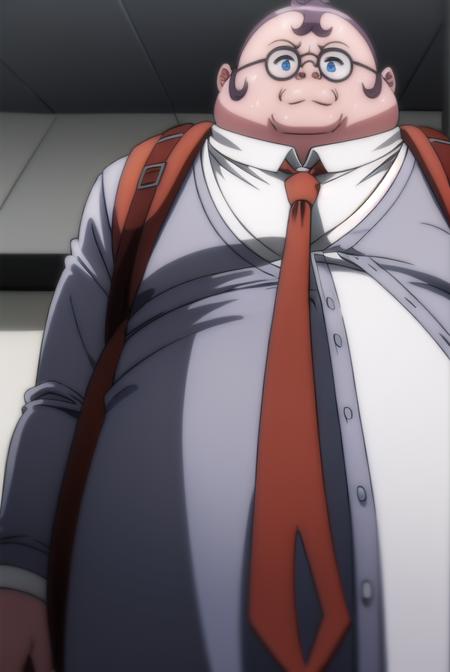 hifumiyamada, <lora:hifumi yamada s1-lora-nochekaiser:1>,
hifumi yamada, male focus, glasses, round eyewear, fat, fat man,
BREAK shirt, jacket, white shirt, open clothes, necktie, collared shirt, red necktie, grey jacket,
BREAK outdoors, classroom,
BREAK looking at viewer, (cowboy shot:1.5),
BREAK <lyco:GoodHands-beta2:1>, (masterpiece:1.2), best quality, high resolution, unity 8k wallpaper, (illustration:0.8), (beautiful detailed eyes:1.6), extremely detailed face, perfect lighting, extremely detailed CG, (perfect hands, perfect anatomy),