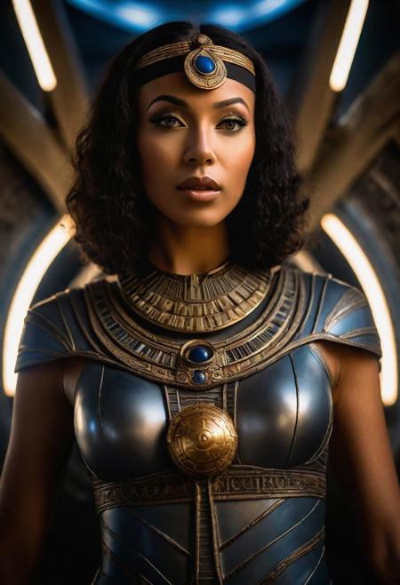 20yo Female Apophis (Stargate SG-1), big breast, wearing sexy god dress, detailed eyes, in a pyramid spaceship, the stargate is filled with energy similar to liquid mercury,(cinematic lighting:1.3), full body, Fujifilm XT3,(sharpen light:1.2),(intricate shadows:1.3),((heroic:1.6)),cinematic shot,perfect eyes, Canon RF85mm f/1.2, masterpiece ,best quality,ultra high resolution,cinematic lighting,reflections,HDR,8K resolution,