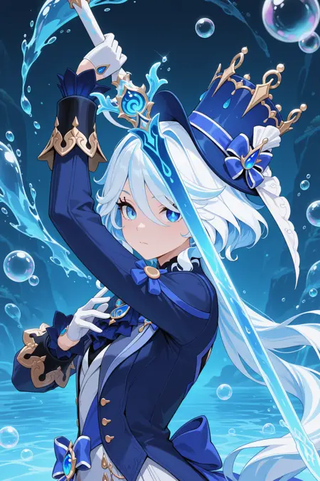 Genshin inspired splash art - weapon and elements