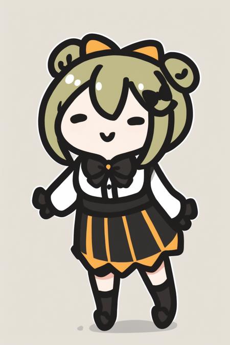 <lora:smol02:1>, 1girl, solo, uruha rushia, virtual youtuber, hair bun, double bun, white background, green hair, skirt, simple background, red eyes, long sleeves, hair ornament, shirt, full body, high-waist skirt, shoes, looking at viewer, bow, skull hair ornament, smile, closed mouth, blush, green skirt, black footwear, black shirt, socks, bangs, short hair, bowtie, frills, puffy sleeves, standing, ribbon, mary janes, green bow