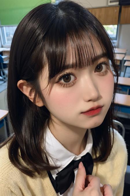 a photo of harada_suzuka, 18 year old girl in the classroom, close up, <lora:harada_suzuka-12:0.9>, (intricate details:0.8), (hdr, hyperdetailed:1.2), school uniform