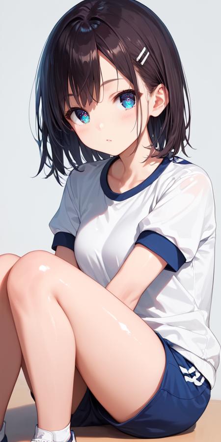 jyojifuku, white shirt, short sleeves, gym uniform blue short red shorts