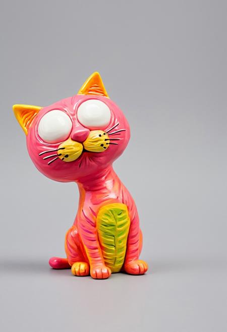 a cat, humorous, he's a clay funny guy, its so cute, bright colors, shiny, for a toddler to laugh at