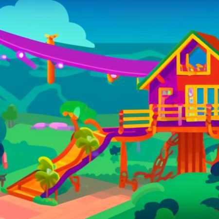 treehouse in kurzgesagt style