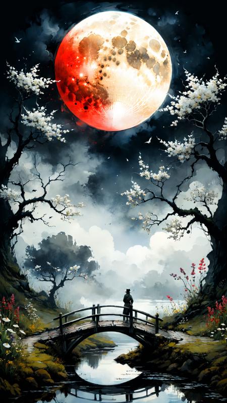 <(score_9,score_8_up,score_7_up,score_6_up,score_5_up,score_4_up):1.0>,
<(Fantasy dreams, magic, moon, fog, gloomy, ink, acrylic, double exposure, mythological, best quality, by Osama Fares, Van Gogh, Waterhouse, Craola, Carne Griffiths, Dan Mumford, Minjae Lee, Andy Kehoe, Miyazaki, patchwork, adorable, vintage, art on a cracked paper):1.3>,
<(Storybook detailed illustration, cinematic, ultra highly detailed, tiny details, beautiful details, mystical, luminism, vibrant colors, complex background, Stylized watercolor art. A stunning white-dragon, dark eclipse, celestial dramatic event, small bridge by the swampy river, wildflowers):1.0>,
<(by c215 and Arthur Rackham, Paul Barson, Paul Lovering, masterpiece, color print art, red sunrise, vibrant. Sharp, focused, vibrant, colorful, clear image, high contrast):0.9>
<lora:add-detail-xl:1.3>,
<lora:xl_more_art-full_v1:1.0>