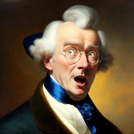 (ducreux style:1) a painting of a man with a surprised look on his face <lora:djzDucreuxV21_LoraBooth:1>