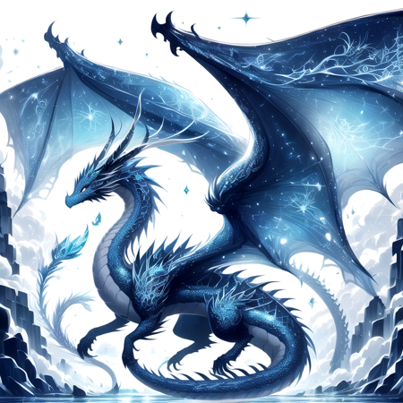 solo, 1dragon, blue scale, beautiful dragon, dalle3