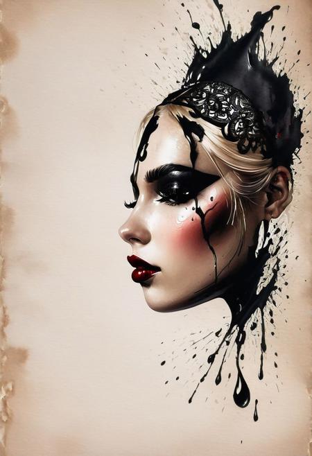 RAW profile photo, close-up, dark atmosphere, masterpiece, cinematic film still of a blonde beautiful woman, detailed eyes,eyeliner, darkred lipstick, black lace turtleneck dress, tack sharp focus on eyes, Sensual, lustful, seductive,  intricate, ultra detailed, 8k, <lora:MS_DitavT_V1_32:0.6>