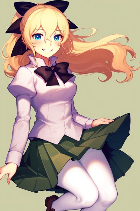 masterpiece, highest quality, best quality, 1girl, solo, 
satou lilly, blind, blue eyes, black bow, blush, hair between eyes, hair blowing, katawa shoujo, long hair, pantyhose, school uniform, skirt, smile,  blonde hair, green skirt,   <lora:my_SatouLilly_v1:0.7>
lozhkin, grin, accurate teeth with gaps <lora:lozhkin_V1:0.1>