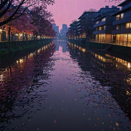 (stylized by Tsubasa Nakai:1.0) , anime key visual, award winning, shoulder-level shot of a ("The City of Passion":1.3) , it is very Sharp and Doubtful, fall lake with Bark, Raining, FOV 90 degrees, Graphic novel, Lustful, Pop Art, spotlight, 50mm, CineColor, glimmering transformation, concept art, arthouse, trending on artstation