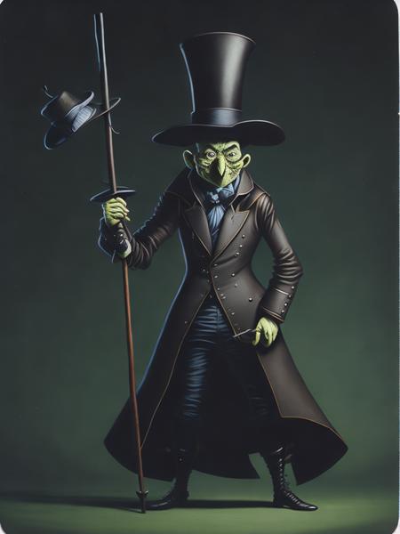 <lora:Dixit:1>a painting of a man with a top hat and cane