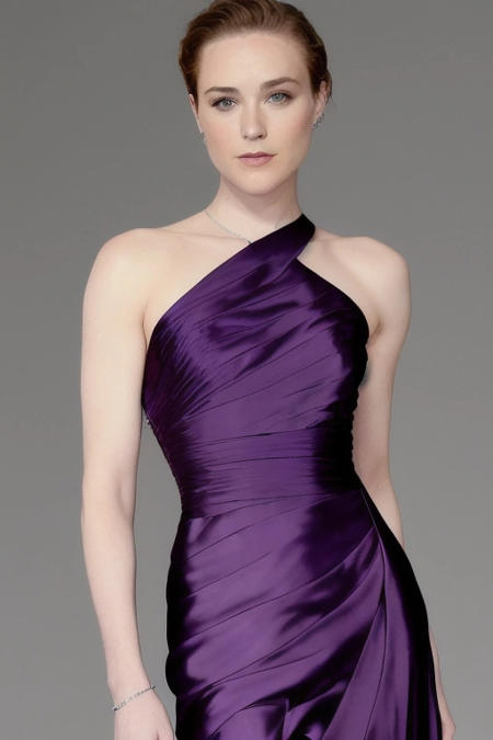 R@chelW00d, woman, wearing elegant purple dress, high class society, photoshoot, photorealistic, realistic
