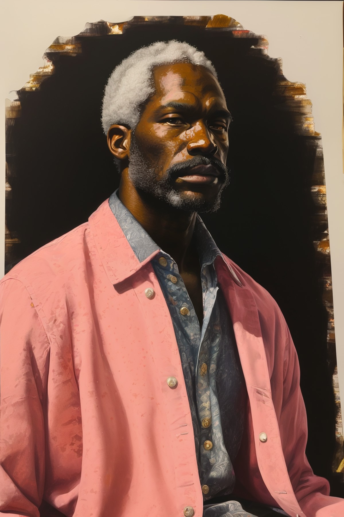 masterpiece,best quality,<lora:tbh268-:0.8>,illustration,style of Kerry James Marshall portrait of noble man