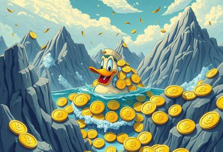 mountain of bitcoins in which Scrooge MCduck swims