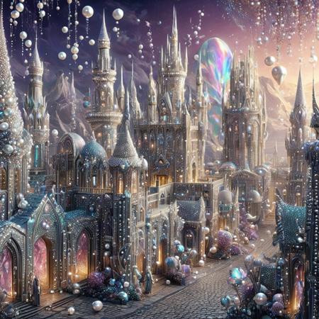 8k, score_9, score_8_up, score_7_up,
High Fantasy City, Pearlescent Citadel
BREAK
A breathtaking, panoramic view of a majestic high fantasy city nestled within a fantastical landscape. Towering spires and grand castles, crafted from an elegant, iridescent pearl-like stone, pierce the sky, their surfaces shimmering with a pearlescent sheen. The city is alive with soft, magical lights in hues of warm gold, soft pink, and deep violet, emanating from enchanted crystals and glowing flora. Ancient banners flutter from ornate towers, and graceful, pearl-winged creatures soar through the air, weaving between the magnificent structures. The atmosphere is a stunning blend of ancient grandeur and ethereal beauty.
BREAK
high fantasy, cityscape, Pearlum,. fantastical architecture, pearlescent buildings, iridescent materials, glowing magical lights, enchanted crystals, flowing banners, mythical creatures, flying beings, winding cobblestone streets, intricate details, epic composition, elegant, luxurious, ancient
BREAK
masterpiece, best quality, ultra-detailed, painterly, magical lighting, 8k UHD, vibrant colors, sharp focus