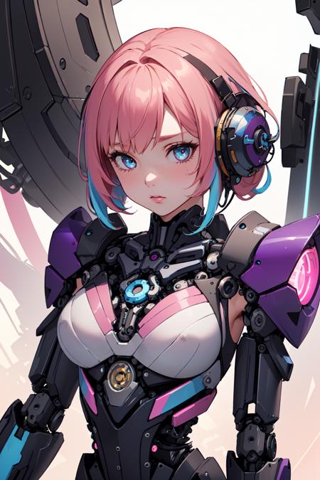 (masterpiece, top quality, best quality, official art, beautiful and aesthetic:1.2),(1girl:1.4),upper body,([pink|blue] hair:1.5),extreme detailed,(fractal art:1.3),(colorful:1.5),highest detailed,(Mechanical modification:1.5)