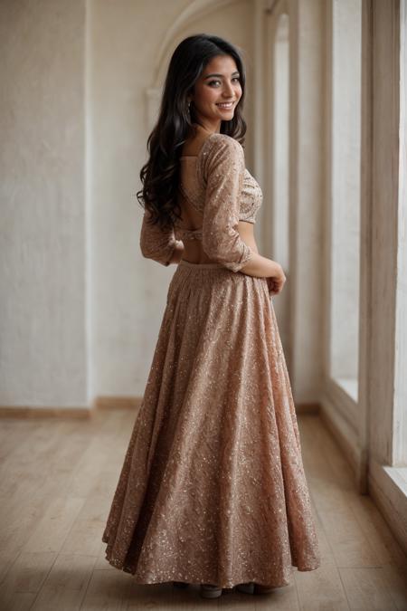 petite small person pakistani woman, dssequin, wearing sequin embroidered lehnga <lora:dssequin:0.5>, (knowing smile:1.1), teeth, wedding reception, london, <lora:add_detail:0.5>, <lora:real_skin:0.5> skin, <lora:CuteSD:0.5> Bellissima, cute, beautiful, <lora:retromanba:0.3> Yamanba (dark skin:1.1), sexy, sensual, RAW photo, 8k uhd, dslr, soft lighting, high quality, film grain, Fujifilm XT3, lr, back side view, low angle, candid, amateur, unposed, badly framed, full body,