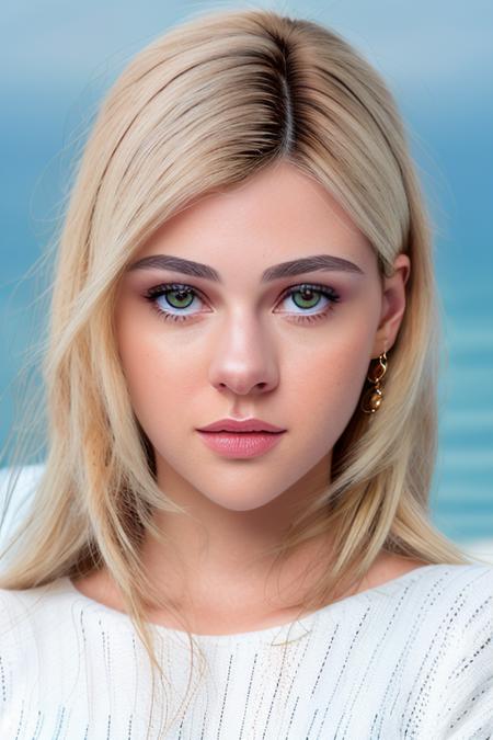 a stunning woman on the beach at midnight, in a white knitted sweater, waves in background, dark night, upper body, (close up), perfect face, raw, 8k uhd, <lora:nicolaPeltz:1>