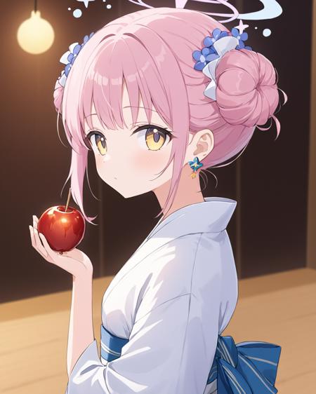 mika \(blue archive\),1girl, solo, hair_flower, candy_apple, halo, earrings, looking_at_viewer, alternate_costume, upper_body, star_\(symbol\), yukata, obi, holding_food, star_hair_ornament, white_kimono, single_hair_bun, alternate_hairstyle, blurry, from_side, blush, crescent_hair_ornament
<lora:mika_(blue_archive)_image1356_2023-11-18_spv-000030:1>,halo,. gorgeous,key visual, vibrant, studio anime,award-winning, professional, highly detailed,high budget, cinemascope