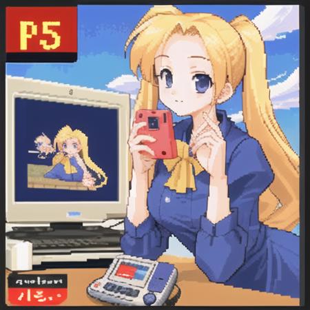 beautiful girl, lowres, pixelated, pc-engine